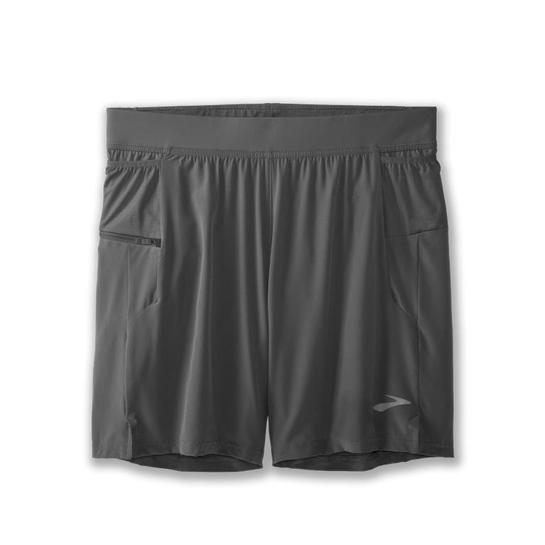 Brooks SHERPA 7 2-IN-1 Running Shorts Mens Canada - Steel/grey (EXJ590846)